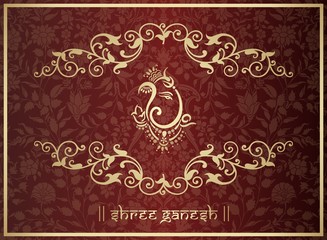 Ganesha, wedding card, royal Rajasthan, India