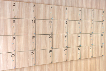 wooden locker with number
