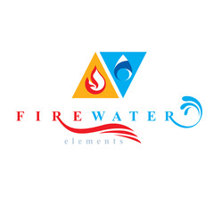 Nature elements harmony logo for use as corporate emblem, fire and water balance.