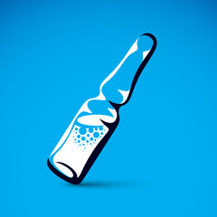 Vector illustration of medical ampoule. Planned immunization metaphor