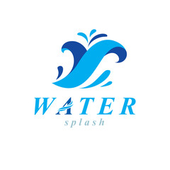 Ocean freshness theme vector symbol for use in mineral water advertising. Body cleansing concept.