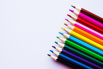 Colored pencils on white background, right