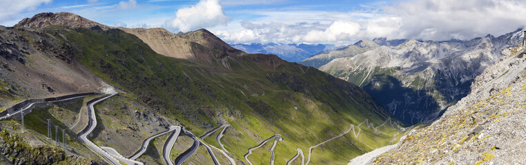 The Stelvio Road, panorama. Color image