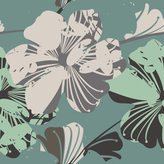 Naklejka premium Beautiful seamless pattern with abstract flowers