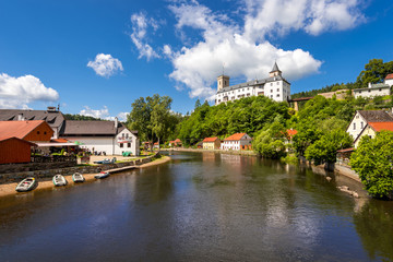 Fototapeta na wymiar Rozmberk nad Vltavou, Castle over the river Vltava, South Bohemian Region, Czech Republic