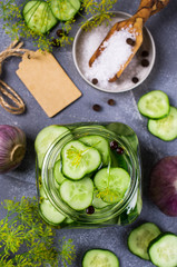 Sliced canned cucumbers
