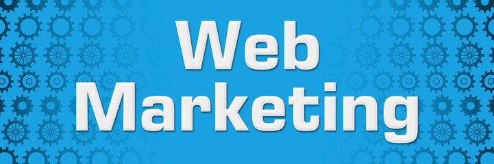 Web Marketing Blue Gears Background Horizontal 