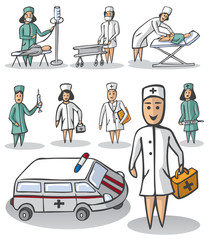 nurse and doctor on white background