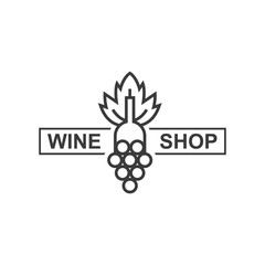 Wine shop vector monochrome emblem isolated on white background
