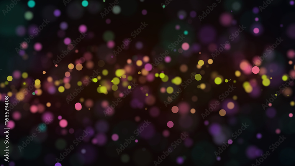 Poster defocused bokeh lights. digital backdrop. 3d rendering