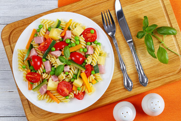 light healthy italian pasta fusilli salad