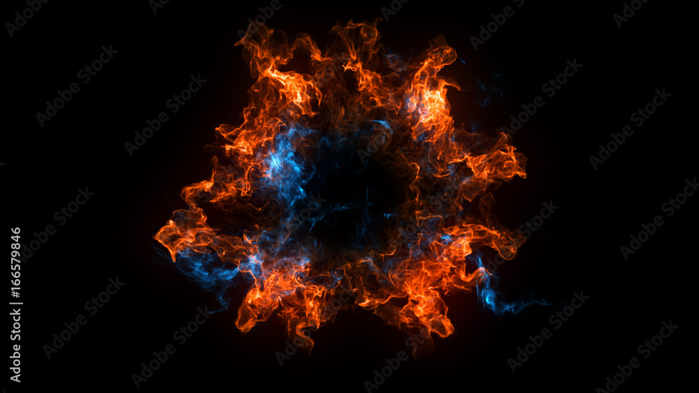 Poster abstract background with shockwave explosion on black backdrop. technology 3d render