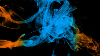 Colorful smoke on black background. 3d rendering