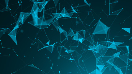 Abstract polygonal space low poly with connection lines and dots. 3d render