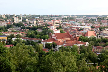 Fototapeta na wymiar The main view of Vilnius Old town from its hills , Lithuania