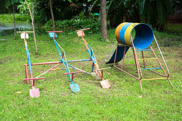 Teeter Totter and slider at playground for Children play