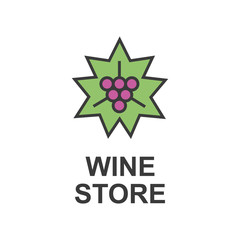 Wine store vector color logo, emblem isolated on white background