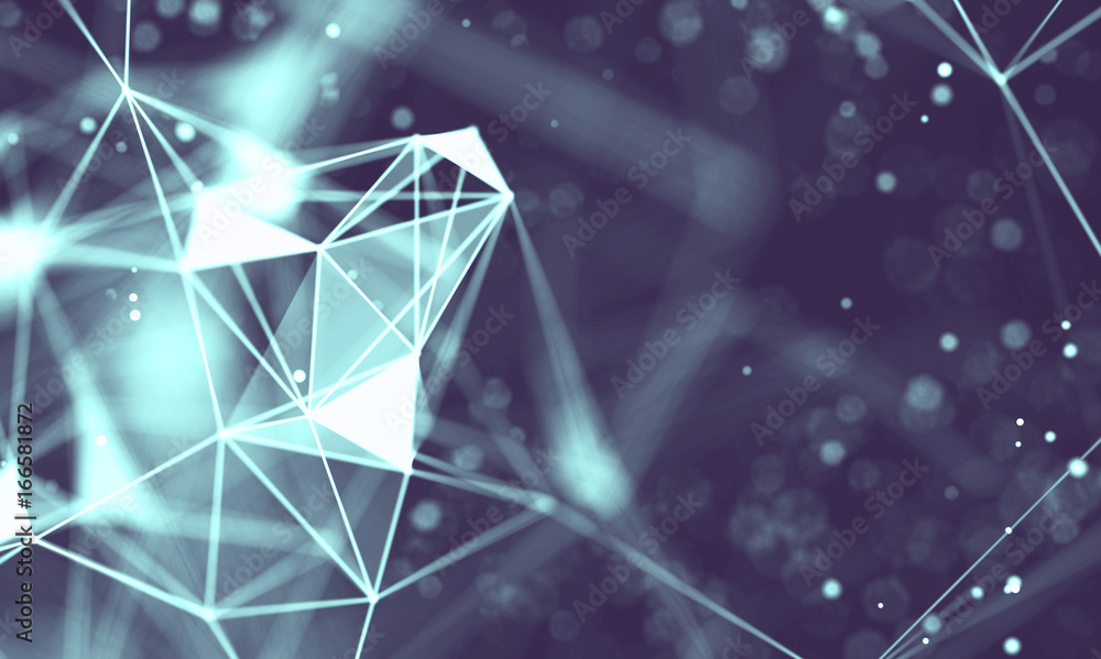 Poster data technology abstract futuristic illustration . low poly shape with connecting dots and lines on 