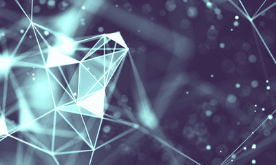 Data technology abstract futuristic illustration . Low poly shape with connecting dots and lines on...