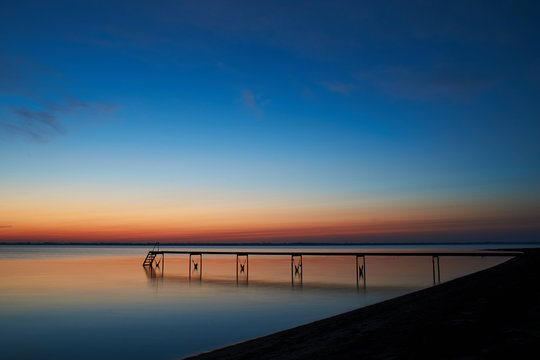 Silence after sunset at Vadum beach in Salling, Denmark