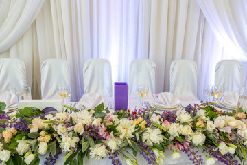 Table set for wedding. Table set for catered event dinner