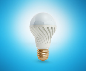 Economy LED lamps isolated on blue background 3d render