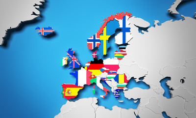 European Economic Area 3d render map