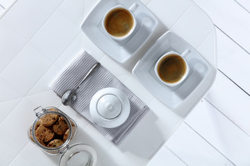 white desk space and coffee 