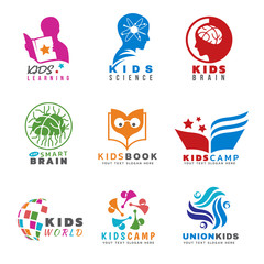Kids for Activities and learning logo vector set design