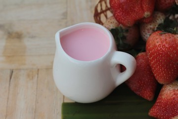strawberry milk is delicious and fresh strawberry