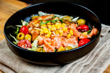 Fresh seafood salad with smoked salmon