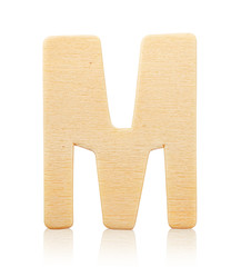 Single capital block wooden letter M.