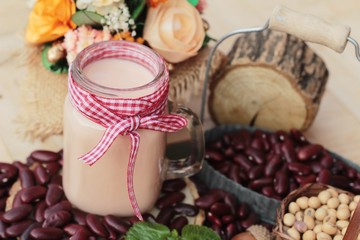 Soy bean milk mix red bean delicious