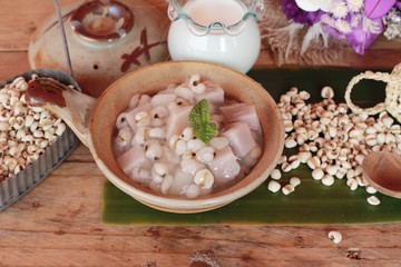 Millet and taro with coconut milk ,Thai dessert