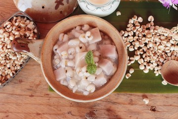 Millet and taro with coconut milk ,Thai dessert