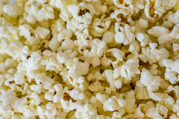 Close-up of a delicious popcorn texture. Concept food by nature.