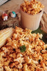 Popcorn with butter and fresh corn cob