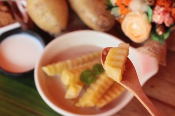 Sweet potato with coconut milk ,Thai dessert