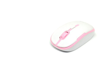 Pink wireless mouse on white background ideal for business and online concept