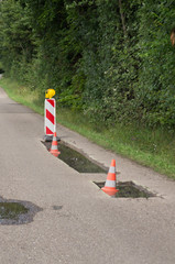 Strassenbauarbeiten, Warnschilder