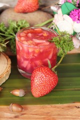 Strawberry juice and fresh strawberry is delicious