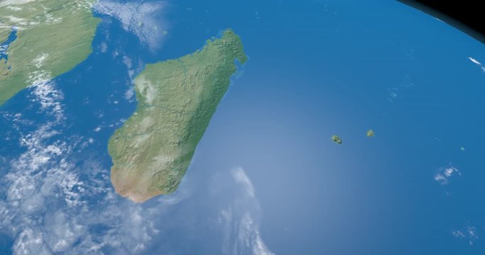 Madagascar island in planet earth gyrating from the outer space