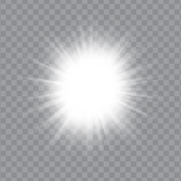 White glowing light burst explosion with transparent. Vector illustration EPS10