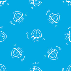 Seamless vector pattern with jellyfish