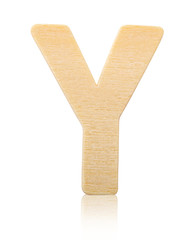 Single capital block wooden letter Y.