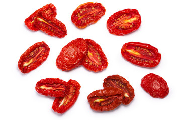 Sundried tomato halves, paths, top view