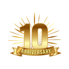 Anniversary golden ten years number