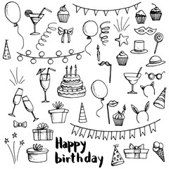 birthday party doodle set