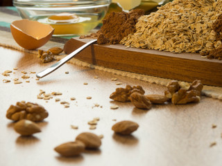 Oat cookies preparation over kitchen table