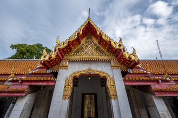 Obraz premium Thai Temple, Wat Benchamabophit Landmark of Bangkok Thailand.